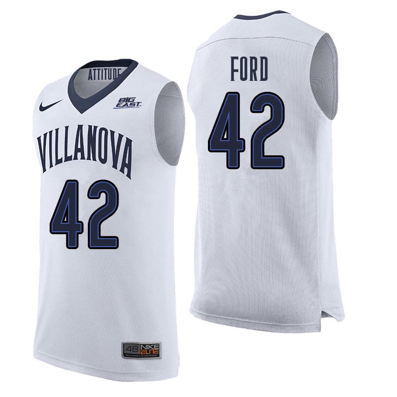 Men Villanova Wildcats #42 Chris Ford College Basketball Jerseys Sale-White